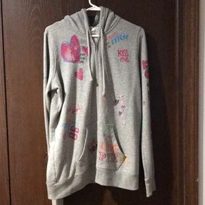 VS PINK GRAFFITI ZIP UP HOODIE SIZE L
